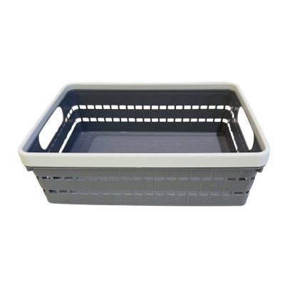 Multi-Purpose Woven Plastic Storage Basket with Handles Organizer Bin for Office, Pantry, and Home thumbnail 2