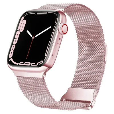 Rose Pink | Apple Watch Milanese Magnetic Loop Strap | Stainless Steel Band  | 42mm / 44mm / 45mm thumbnail 6