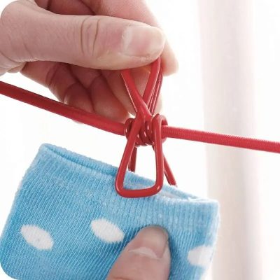 Portable Drying Rope with 12 Clips & 2 Hooks | Travel Clothesline for Indoor & Outdoor Use thumbnail 4