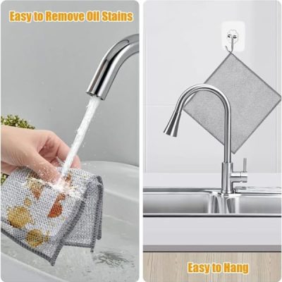 10 Dish Washing Cleaning Cloth | Metal Wire Dish Cleaning Cloth | Durable, Scratch-Free Scrubbing for Kitchen Surfaces thumbnail 4