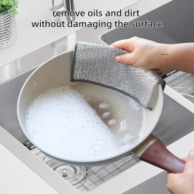 10 Dish Washing Cleaning Cloth | Metal Wire Dish Cleaning Cloth | Durable, Scratch-Free Scrubbing for Kitchen Surfaces thumbnail 5