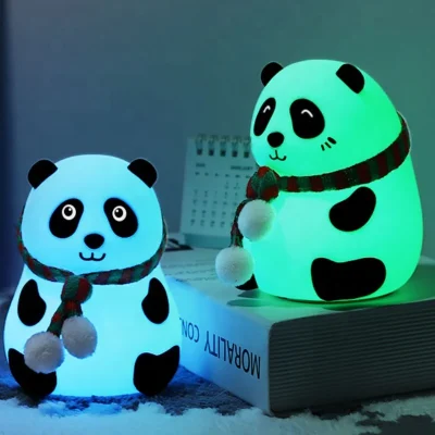 Panda LED Night Lamp | YH-608 Model | Soft Silicone Rechargeable Night Light | 7-Color Touch Control | Kids Bedroom, Nursery & Gift Decor thumbnail 3