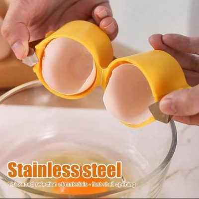 Efficient Egg Opener & Egg Shell Cracker Tool | Stainless Steel Egg Shell Opener Kitchen Gadget for Raw & Boiled Eggs | Random color thumbnail 1