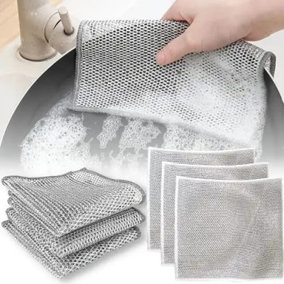 10 Dish Washing Cleaning Cloth | Metal Wire Dish Cleaning Cloth | Durable, Scratch-Free Scrubbing for Kitchen Surfaces thumbnail 3