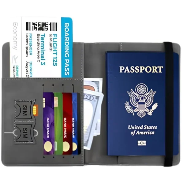 RFID Blocking Passport Wallet  | PU Leather Travel Document Holder with Card & Cash Pockets | Random Color