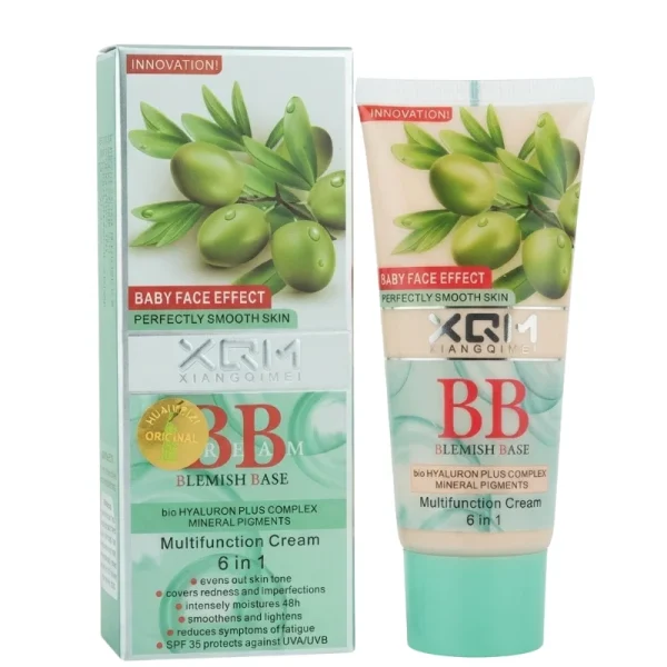 XQM BB Blemish Olive Base Cream | 6-in-1 Multifunction BB Cream with Hyaluronic Acid & Mineral Pigments | SPF 15 | 65ml